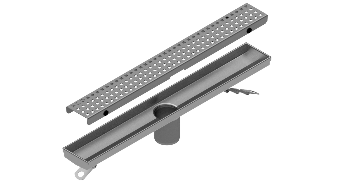 Luxe Linear Shower Drain 30 in. Stainless Steel Squares Bathroom