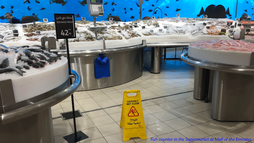 Fresh Fish Counter in the Supermarket in Mall of the Emirates